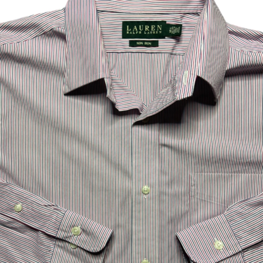 Stripe Dress Shirt Non Iron Cotton - Blue/Red - Picture 2 of 7